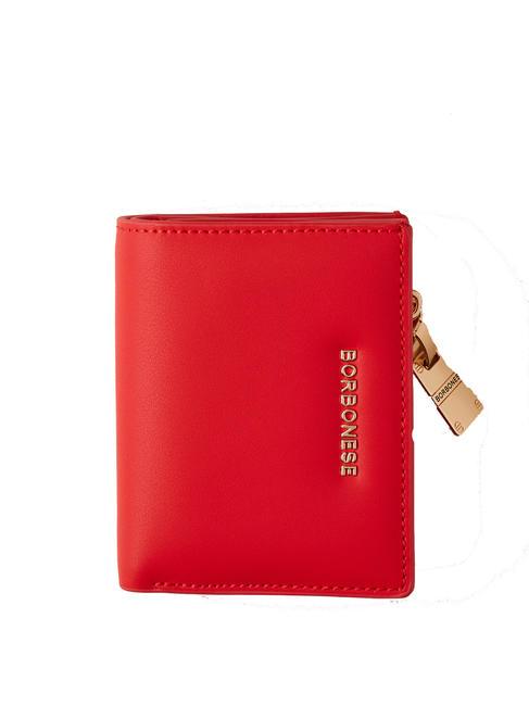 BORBONESE LETTERING Cartera de piel compacta cereza - Carteras Mujer