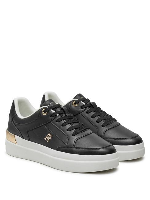 TOMMY HILFIGER LUX HARDWARE COURT  Zapatillas de piel NEGRO - Zapatos Mujer