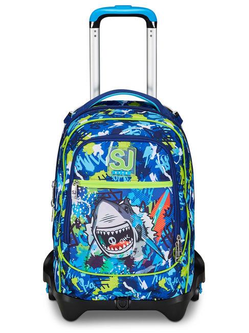 SJGANG SHARKSTORY 3WD Mochila con ruedas 3 en 1, desmontable Impresión azul - Mochilas con ruedas