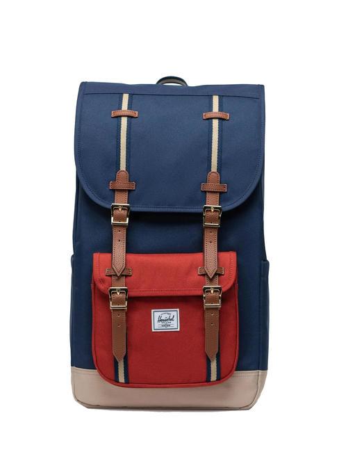 HERSCHEL LITTLE AMERICA  Mochila de tamaño estándar iris negro/ocre rojo/sarga - Mochilas Escuela & Tiempo Libre