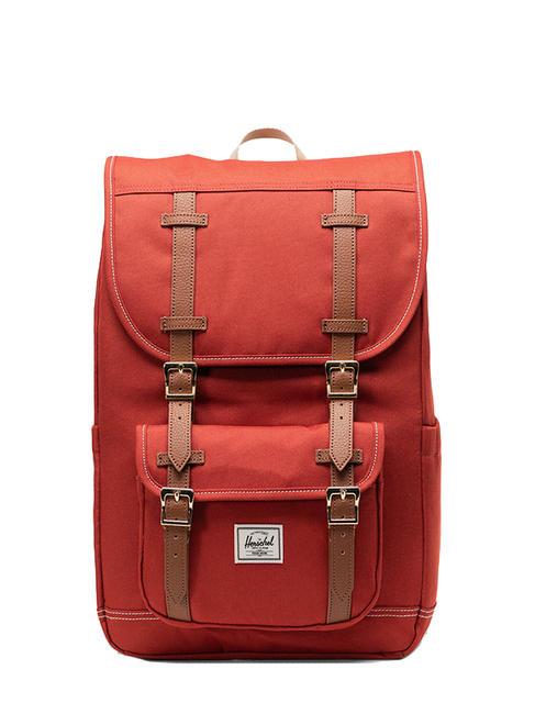 HERSCHEL LITTLE AMERICA MID mochila mediana punto rojo ocre/blanco - Mochilas Escuela & Tiempo Libre