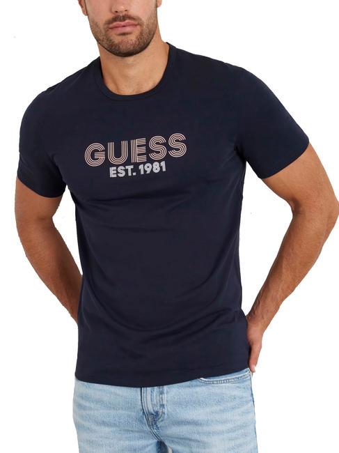 GUESS SS CN CLASSIC Camiseta de algodón elástico smartblue - camiseta