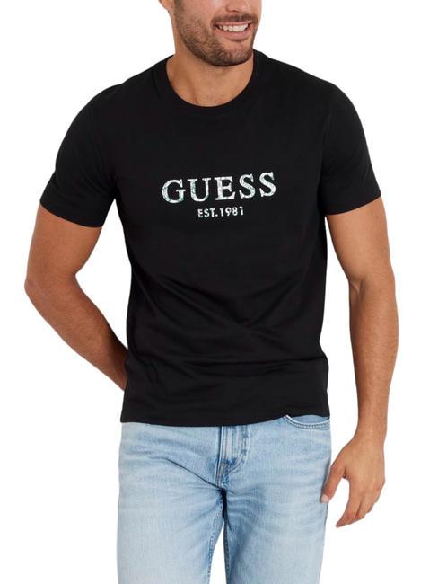 GUESS SS CN IRIDESCENT Camiseta de algodón elástico jetbla - camiseta