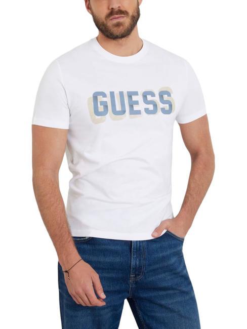 GUESS SS CN LOGO Camiseta de algodón purwhite - camiseta