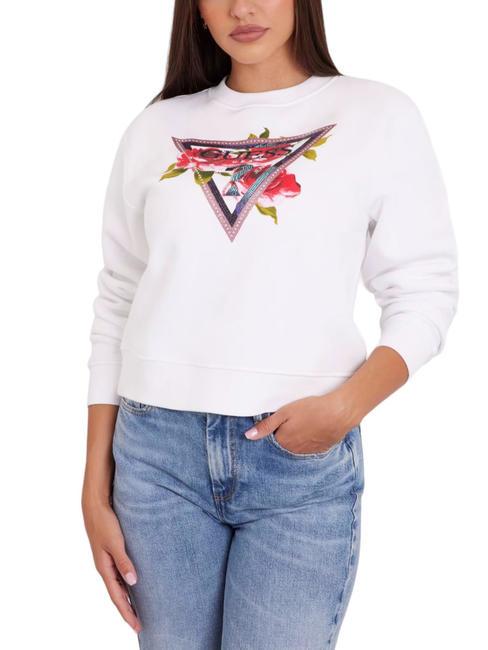 GUESS ROSES TRIANGLE Sudadera con cuello redondo purwhite - Sudaderas de mujer