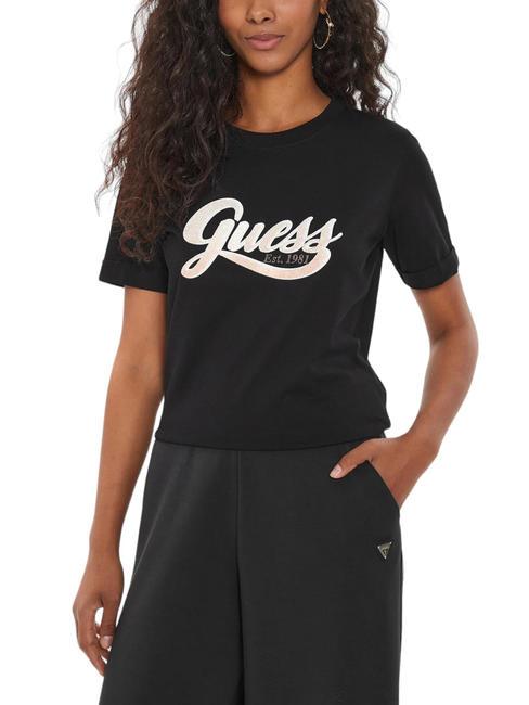 GUESS GLITTERY Camiseta de algodón jetbla - camiseta