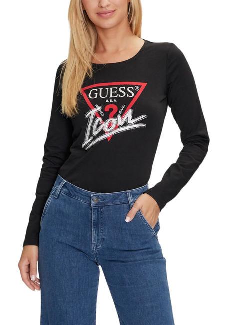 GUESS ICON Camiseta de algodón jetbla - camiseta