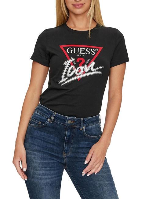 GUESS ICON Camiseta de algodón jetbla - camiseta