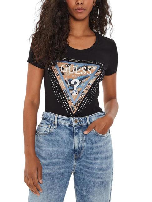 GUESS LEO TRIANGLE Camiseta de algodón elástico jetbla - camiseta