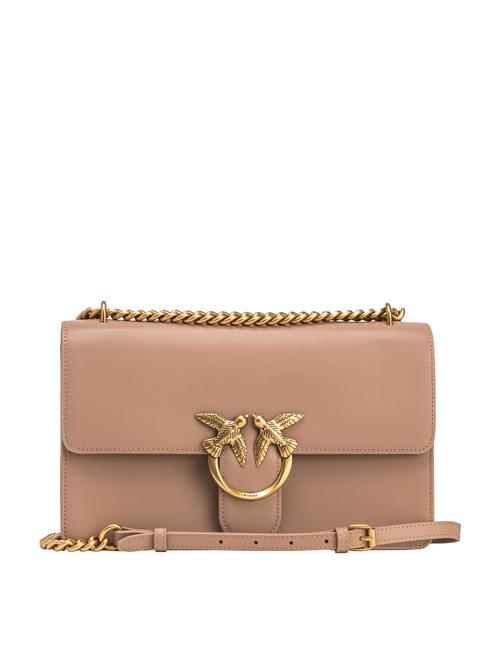 PINKO CLASSIC LOVE BAG Una simple bolsa galleta de jengibre-oro antiguo - Bolsos Mujer