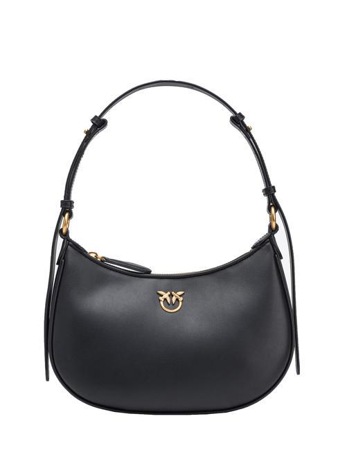 PINKO HALF MOON Bolso bandolera de piel negro-oro antiguo - Bolsos Mujer