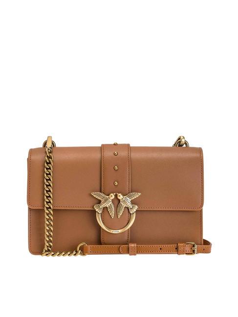 PINKO CLASSIC LOVE BAG Una simple bolsa cuero-oro antiguo - Bolsos Mujer