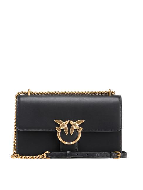 PINKO CLASSIC LOVE BAG Una simple bolsa negro-oro antiguo - Bolsos Mujer