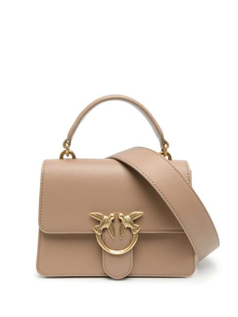 PINKO MINI LOVE BAG Bolsa con asa galleta de jengibre-oro antiguo - Bolsos Mujer