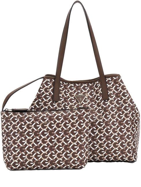 GUESS VIKKY  Bolsa de hombro logotipo múltiple marrón - Bolsos Mujer