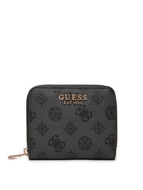 GUESS LAUREL Logo Cartera mini con cremallera alrededor logotipo de carbón - Carteras Mujer