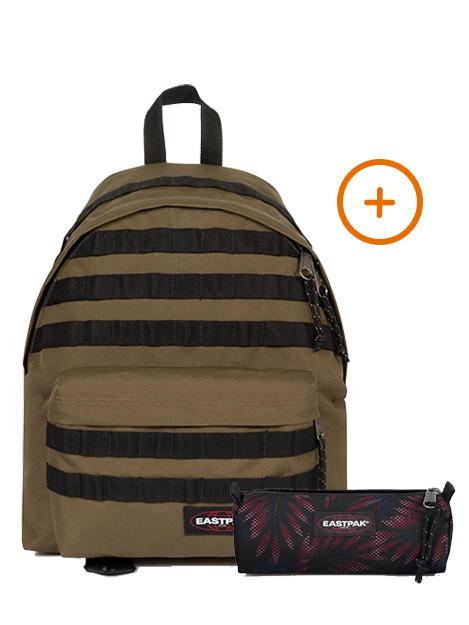 EASTPAK PADDED PAK'R + BENCHMARK SINGLE Mochila + Estuche oliva del ejército con correa - Mochilas Escuela & Tiempo Libre