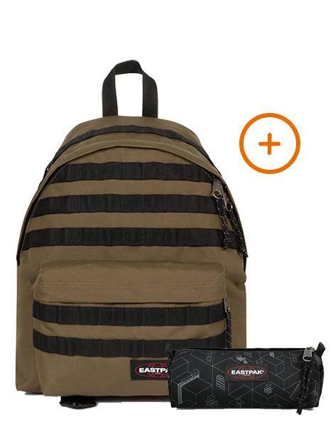 EASTPAK PADDED PAK'R + BENCHMARK SINGLE Mochila + Estuche oliva del ejército con correa - Mochilas Escuela & Tiempo Libre