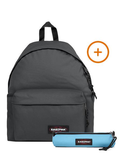 EASTPAK PADDED PAK'R + SMALL ROUND SINGLE Mochila + Estuche gris - Mochilas Escuela & Tiempo Libre