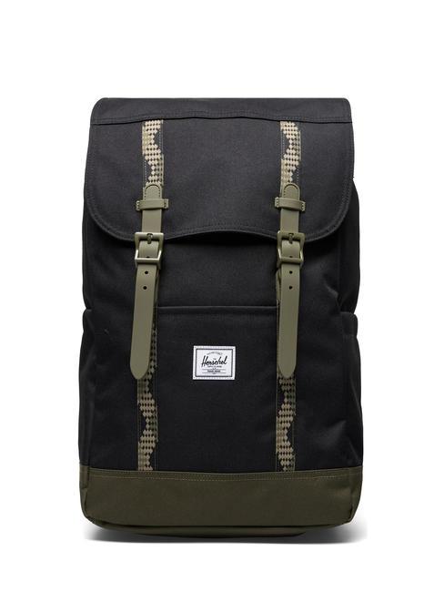 HERSCHEL RETREAT Mochila negro/verde hiedra - Mochilas Escuela & Tiempo Libre