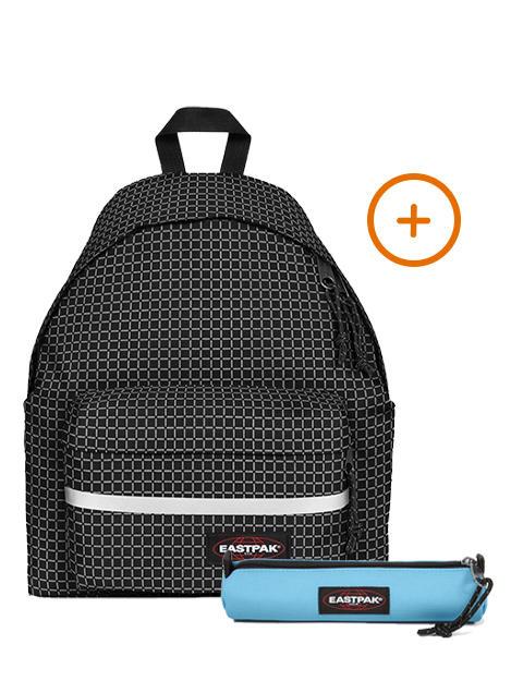 EASTPAK PADDED BIKE + SMALL ROUND SINGLE Mochila + Estuche reflejos negros - Mochilas Escuela & Tiempo Libre