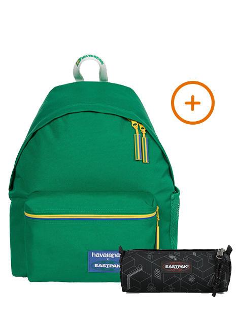 EASTPAK PADDED PAK'R + BENCHMARK SINGLE Mochila + Estuche Verde Havaianas - Mochilas Escuela & Tiempo Libre