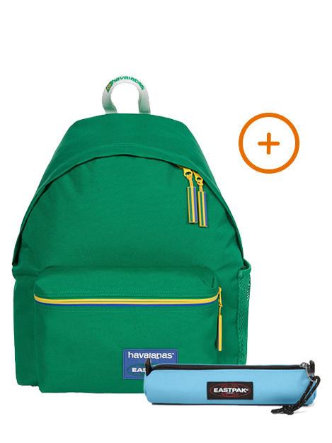 EASTPAK PADDED BIKE + SMALL ROUND SINGLE Mochila + Estuche Verde Havaianas - Mochilas Escuela & Tiempo Libre