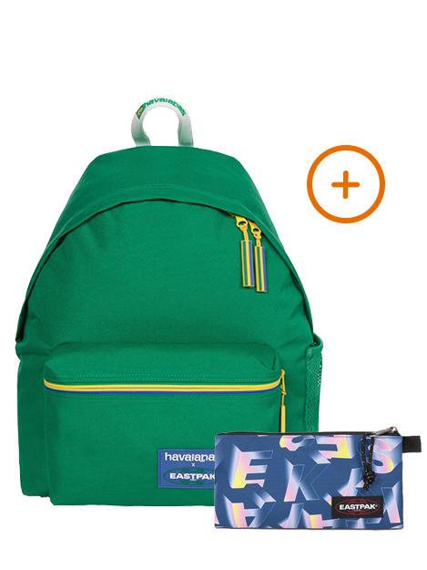 EASTPAK PADDED PAK'R + FLATCASE Mochila + Estuche Verde Havaianas - Mochilas Escuela & Tiempo Libre