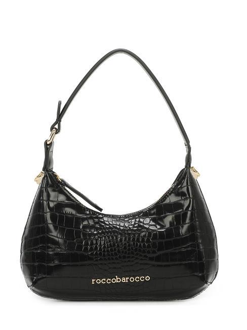 ROCCOBAROCCO DILETTA Bolso de hombro con estampado de cocodrilo negro - Bolsos Mujer