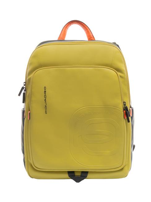 PIQUADRO S113  Mochila de cuero para portátil de 14" amarillo azul - Mochilas para portátil