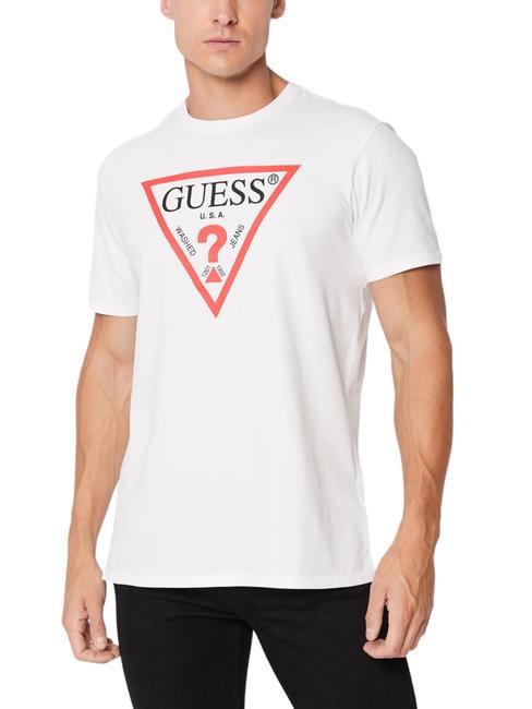 GUESS TRI LOGO Camiseta de algodón purwhite - camiseta