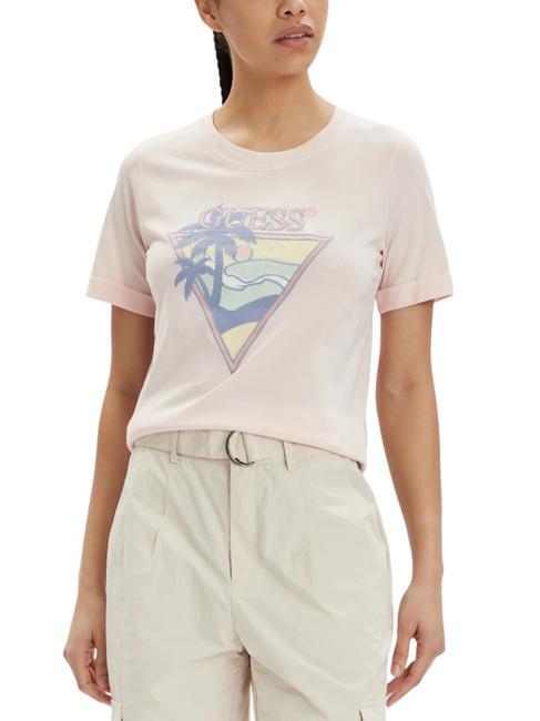 GUESS BEACH TRIANGLE Camiseta de algodón quiero ser rosa - camiseta