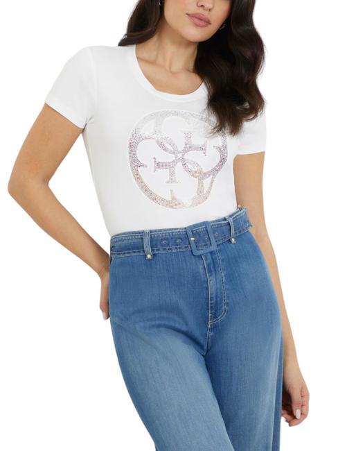 GUESS 4LOGO Camiseta con logo 4G purwhite - camiseta