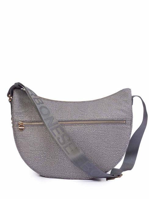 BORBONESE BORBONESO Bolso de hombro LUNA en tejido jet op gris arcilla - Bolsos Mujer