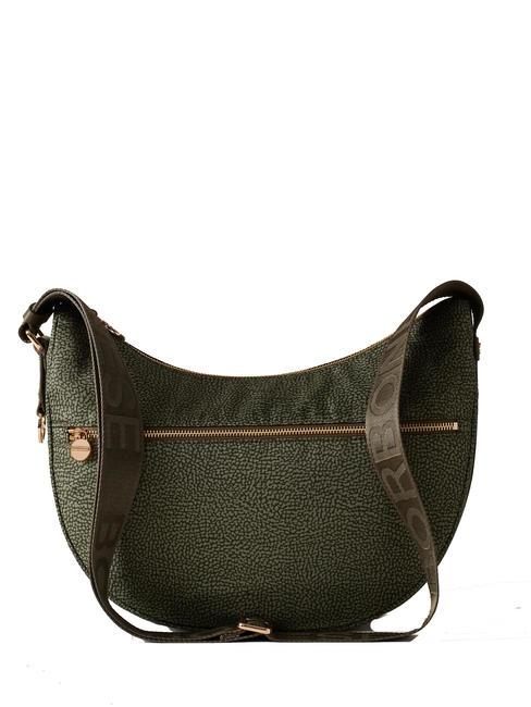 BORBONESE BORBONESO Bolso de hombro LUNA en tejido jet op verde militar - Bolsos Mujer