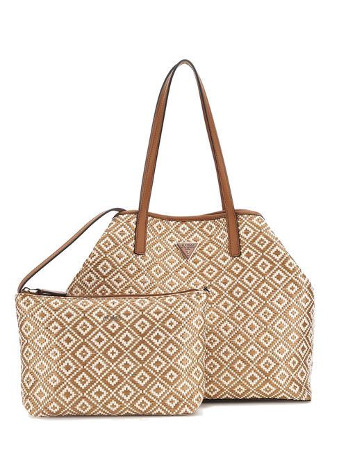 GUESS VIKKY LL Bolso tote de rafia con clutch COGNAC - Bolsos Mujer