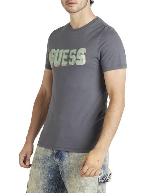 GUESS SS CN LOGO Camiseta de algodón gris artillería - camiseta