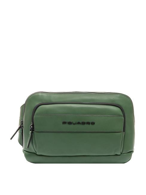 PIQUADRO SETEBOS Bolsa de cuero VERDE - Riñoneras