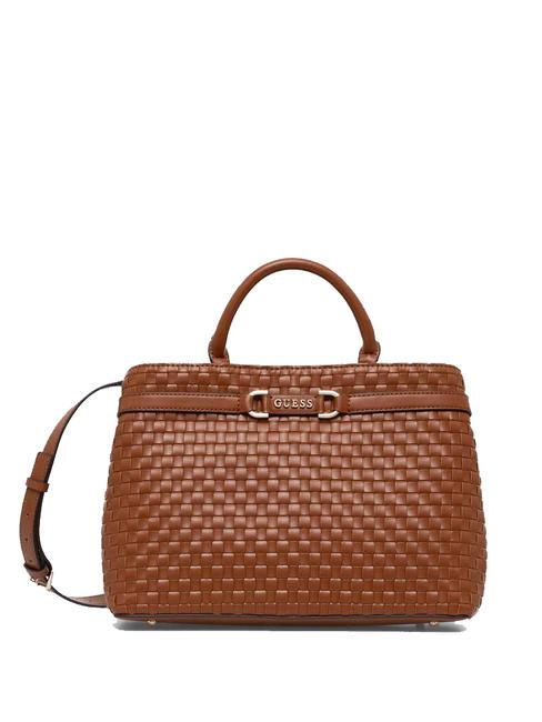 GUESS MAJKA Bolso tejido con bandolera COGNAC - Bolsos Mujer