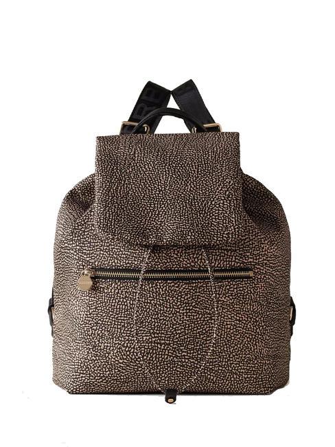 BORBONESE MEDIUM ECO LINE Mochila mediana de tela gris arcilla - Bolsos Mujer