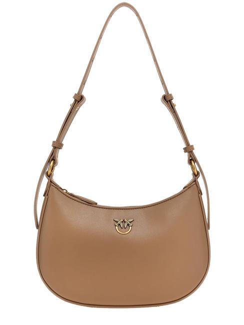 PINKO HALF MOON Bolso bandolera de piel galleta de jengibre-oro antiguo - Bolsos Mujer