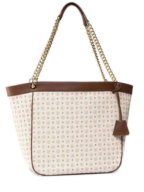 POLLINI HERITAGE Bolso bandolera transformable marfil / marrón - Bolsos Mujer