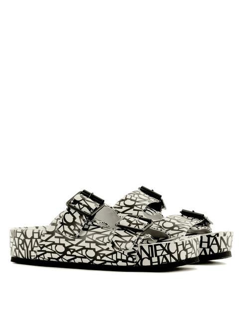 ARMANI EXCHANGE LOGO ALL OVER Sandalias blanco roto+negro - Zapatos Mujer