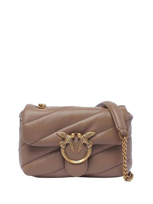 PINKO LOVE PUFF BABY Bolso de hombro en piel de napa acolchada galleta de jengibre-oro antiguo - Bolsos Mujer