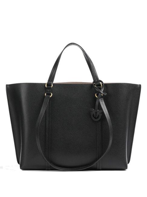 PINKO CARRIE Shopper de mano/hombro, en piel. negro-oro antiguo - Bolsos Mujer