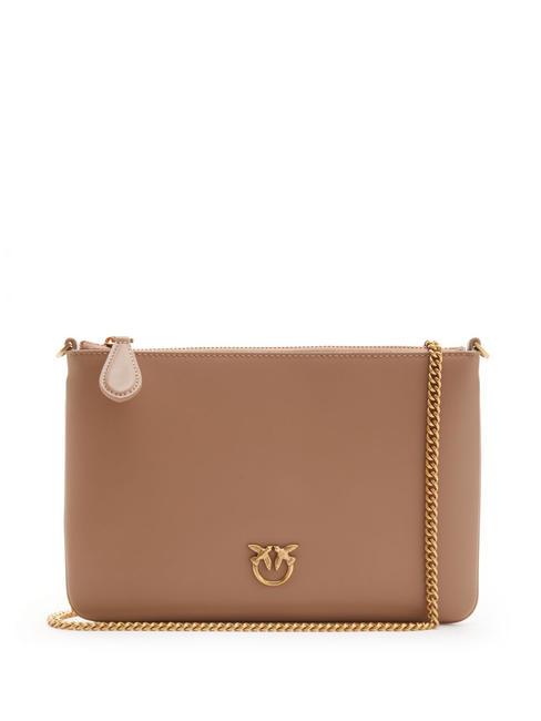 PINKO FLAT CLASSIC Bolso de mano con bandolera de cadena galleta de jengibre-oro antiguo - Bolsos Mujer