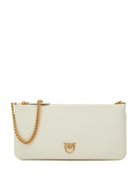 PINKO HORIZONTAL FLAT  Bolso bandolera, en piel. blanco seda-oro antiguo - Bolsos Mujer