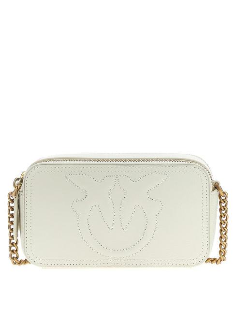 PINKO CARRIE Mini bolso bandolera, en piel. blanco seda-oro antiguo - Bolsos Mujer