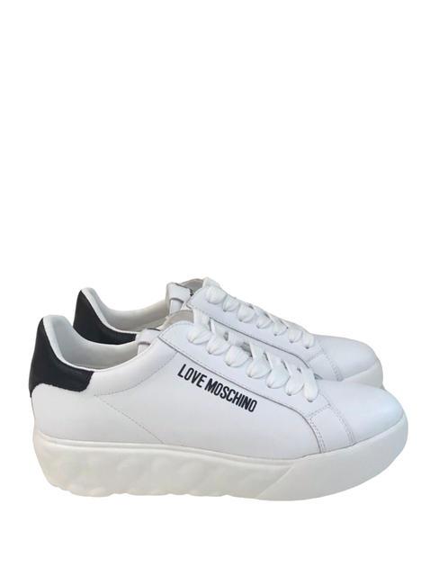 LOVE MOSCHINO HEART 45  Zapatillas de piel blanco negro - Zapatos Mujer