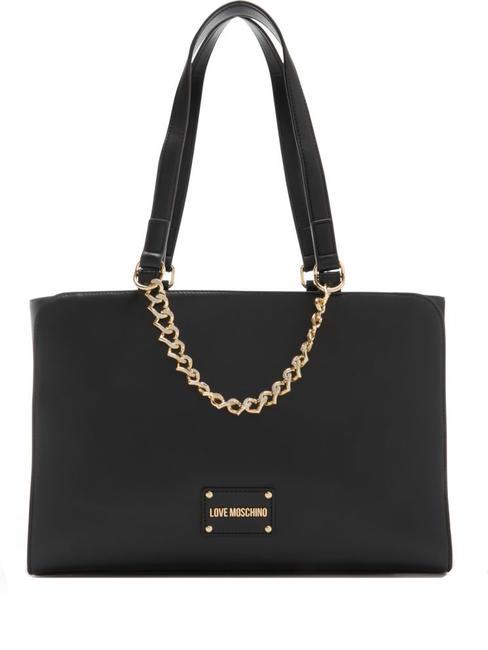 LOVE MOSCHINO STRASS HEART Comprador de hombro negro - Bolsos Mujer